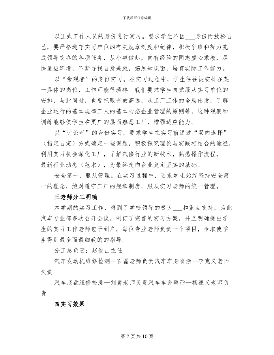 2024年汽车专业实习期工作总结范文_第2页