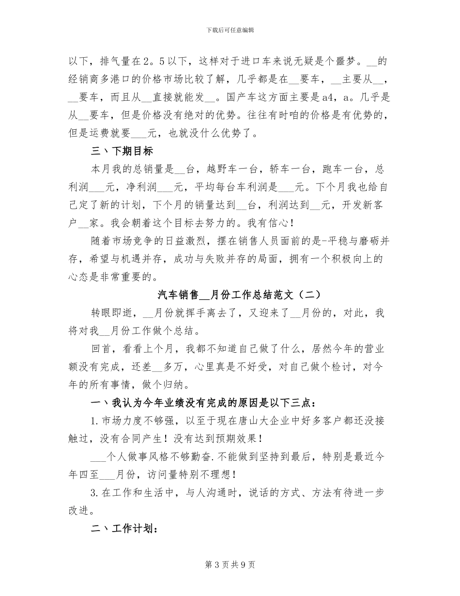 2024年汽车销售4月份个人工作总结_第3页