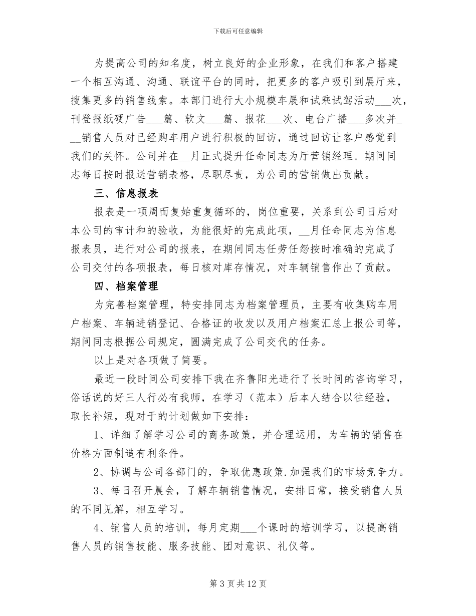 2024年汽车销售工作总结报告_第3页