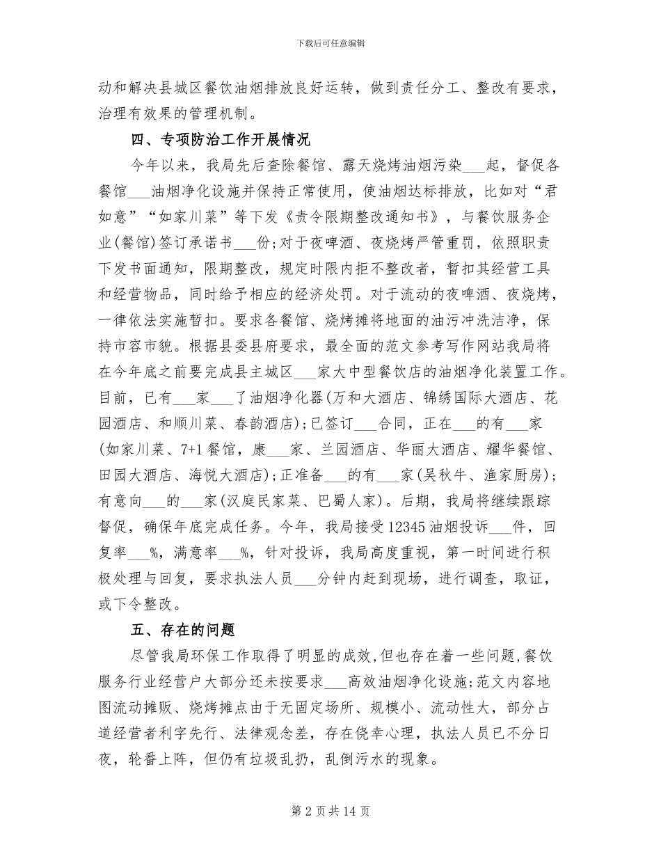 2024年油烟污染治理工作开展的工作总结_第2页