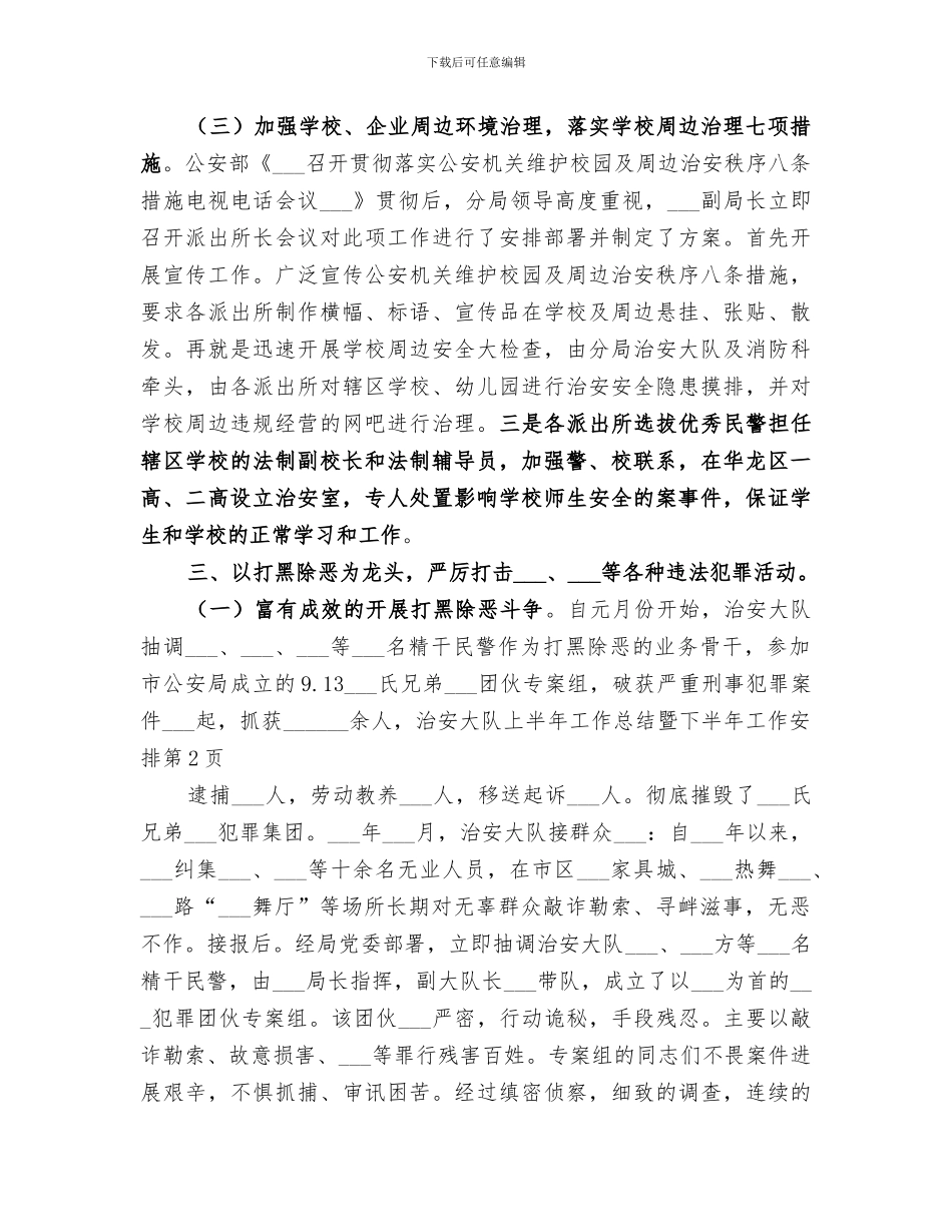 2024年治安大队上半年工作总结暨下半年工作安排_第3页