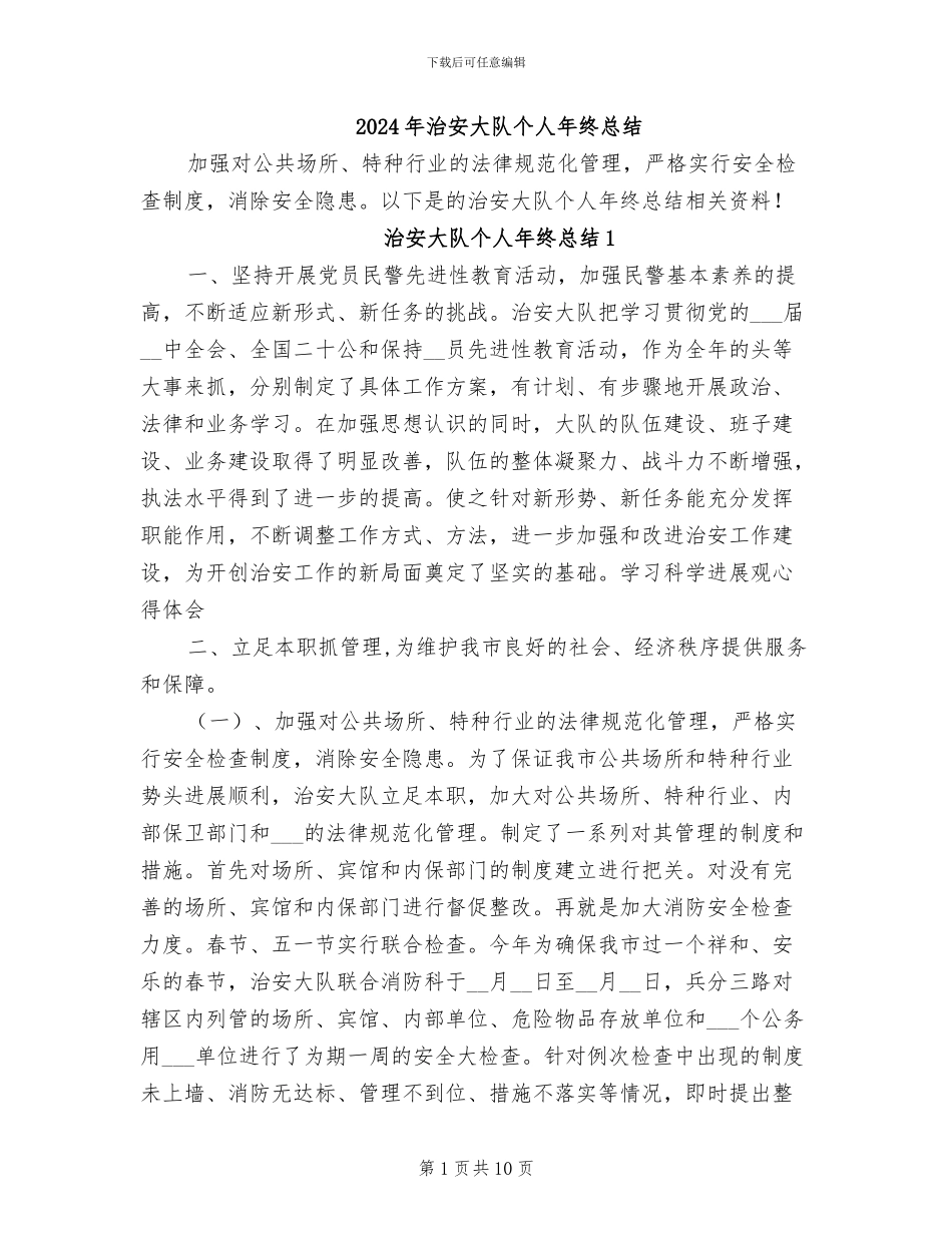 2024年治安大队个人年终总结_第1页