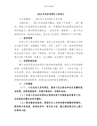 2024年治安巡逻队小结范文