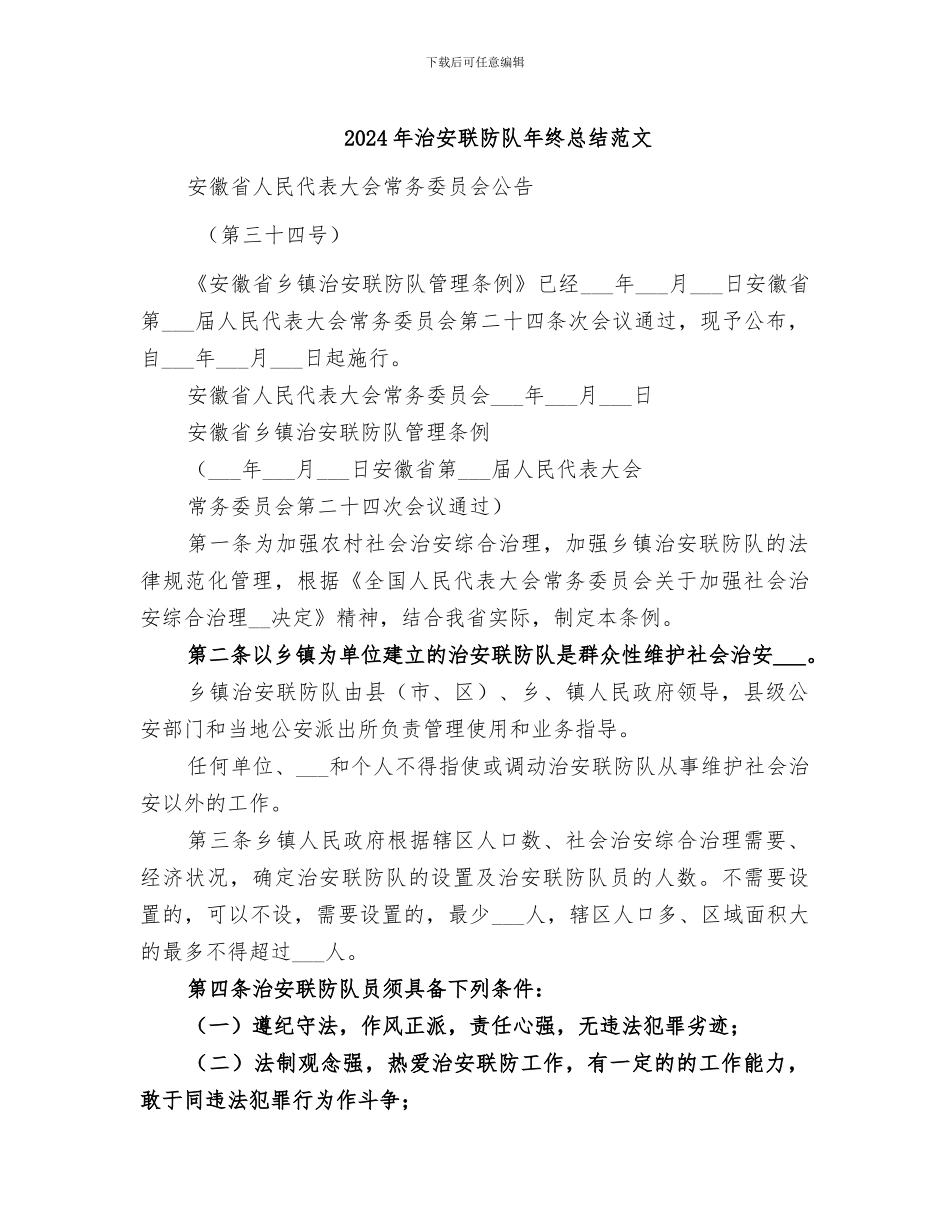 2024年治安联防队年终总结范文_第1页