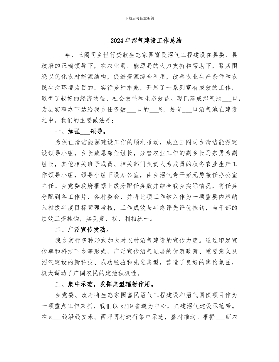 2024年沼气建设工作总结_第1页