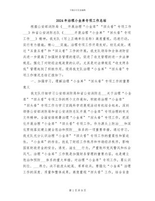 2024年治理小金库专项工作总结