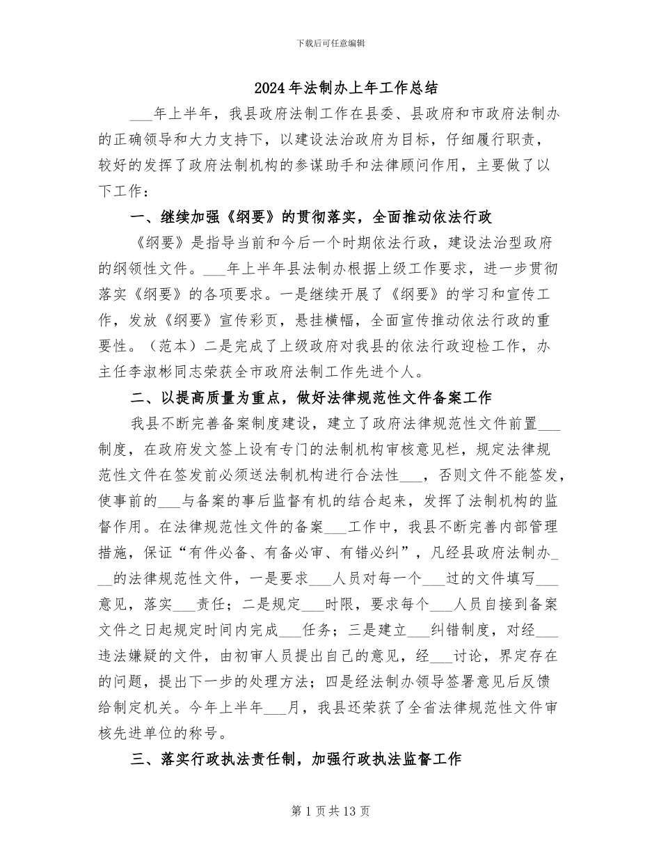 2024年法制办上年工作总结_第1页