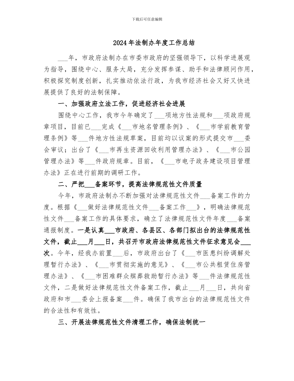 2024年法制办年度工作总结_第1页