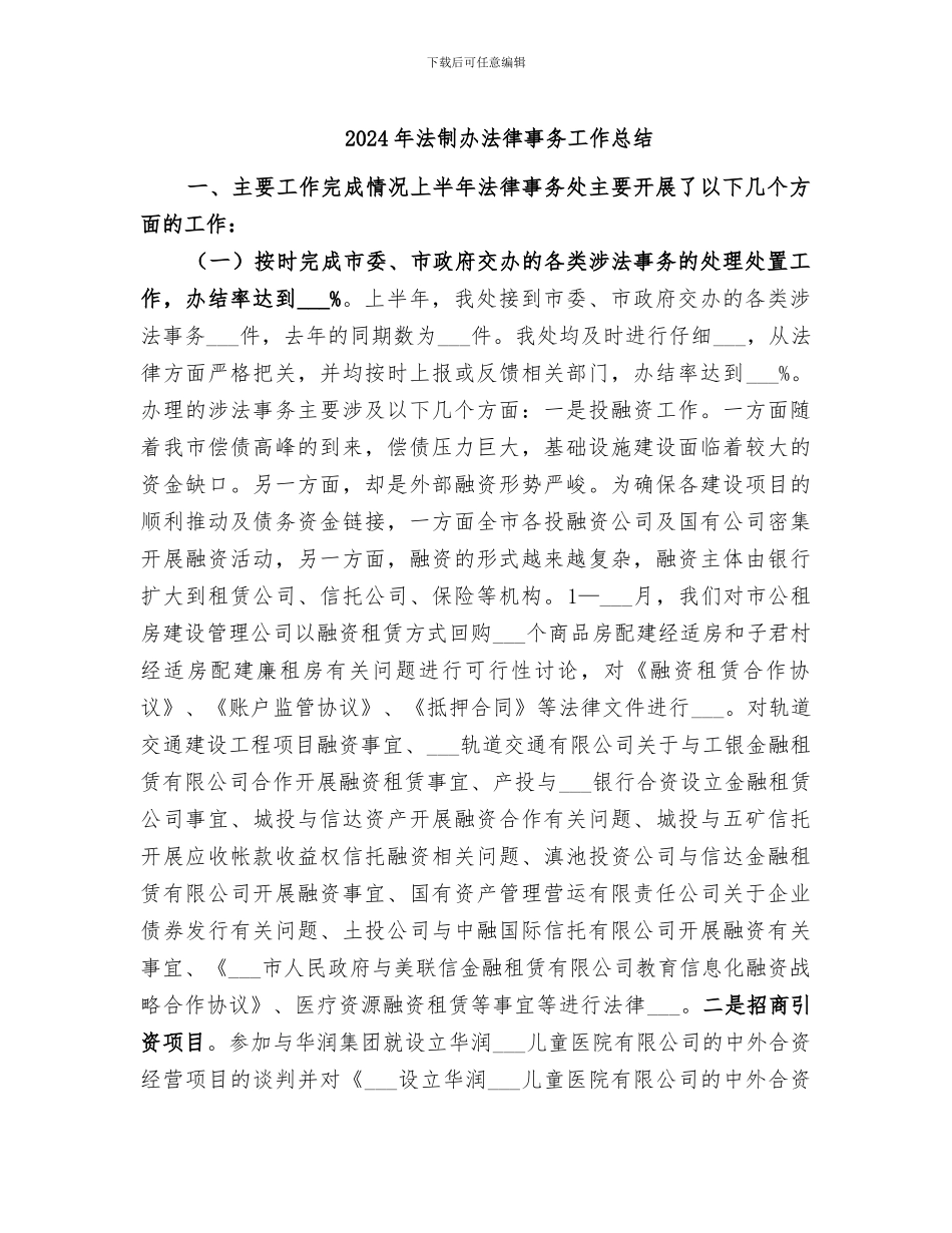 2024年法制办法律事务工作总结_第1页