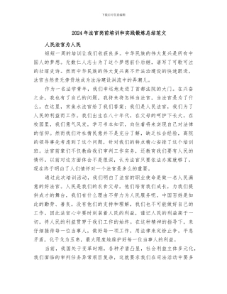 2024年法官岗前培训和实践锻炼总结范文