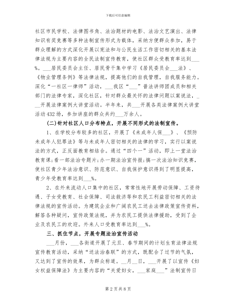 2024年法治进社区工作总结_第2页