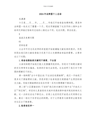 2024年法辩盟个人总结