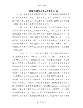 2024年法院公务员试用期转正小结