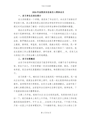 2024年法院实训总结及心得体会五