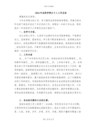 2024年法院审管办个人工作总结
