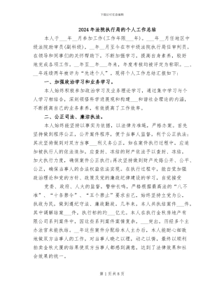 2024年法院执行局的个人工作总结