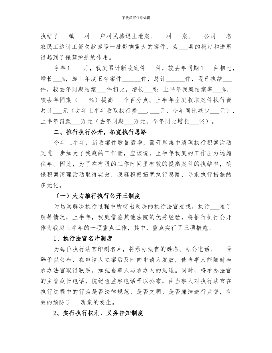 2024年法院执行庭上半年工作总结_第2页
