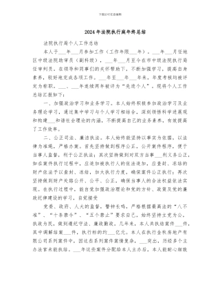 2024年法院执行庭年终总结