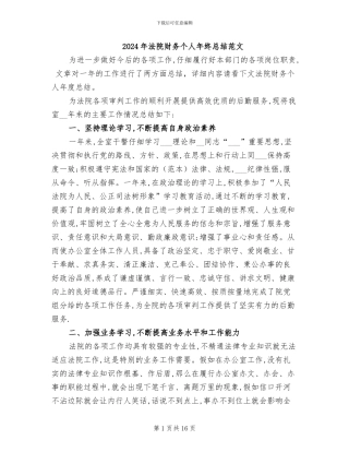 2024年法院财务个人年终总结范文