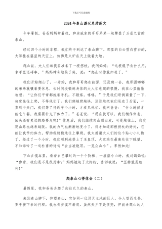 2024年泰山游玩总结范文