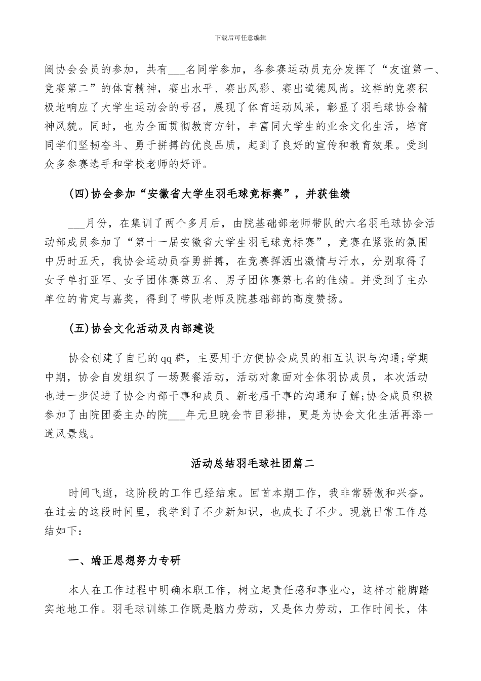 2024年活动总结羽毛球社团_第2页