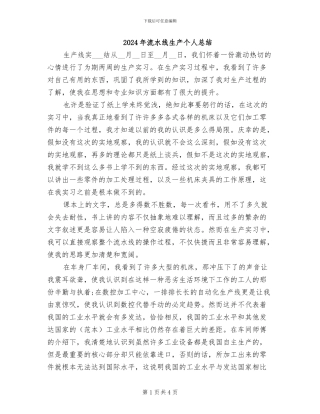 2024年流水线生产个人总结