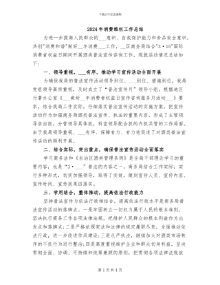 2024年消费维权工作总结