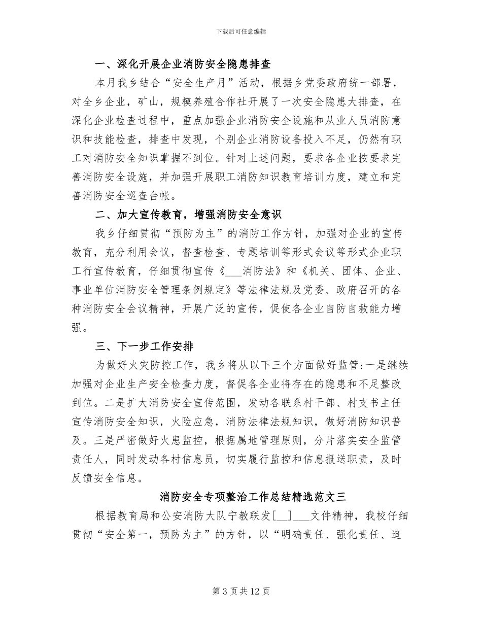2024年消防安全专项整治工作总结精选_第3页