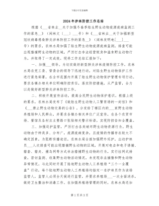 2024年涉林防控工作总结