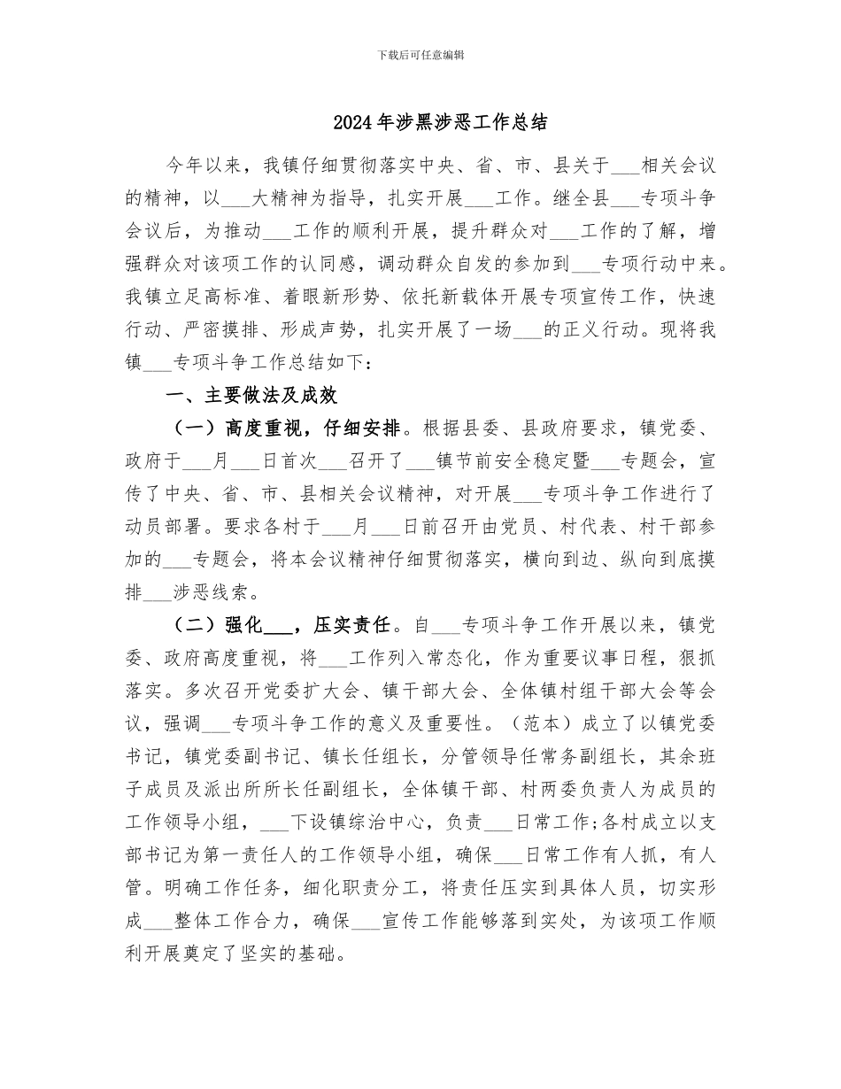 2024年涉黑涉恶工作总结_第1页