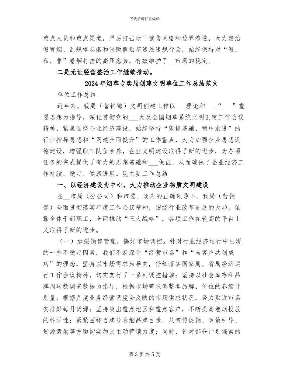 2024年烟草专卖局创建文明单位工作总结_第3页