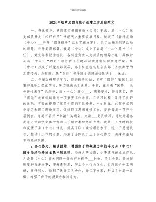 2024年烟草局四好班子创建工作总结范文