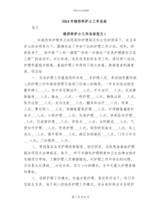 2024年烧伤科护士工作总结