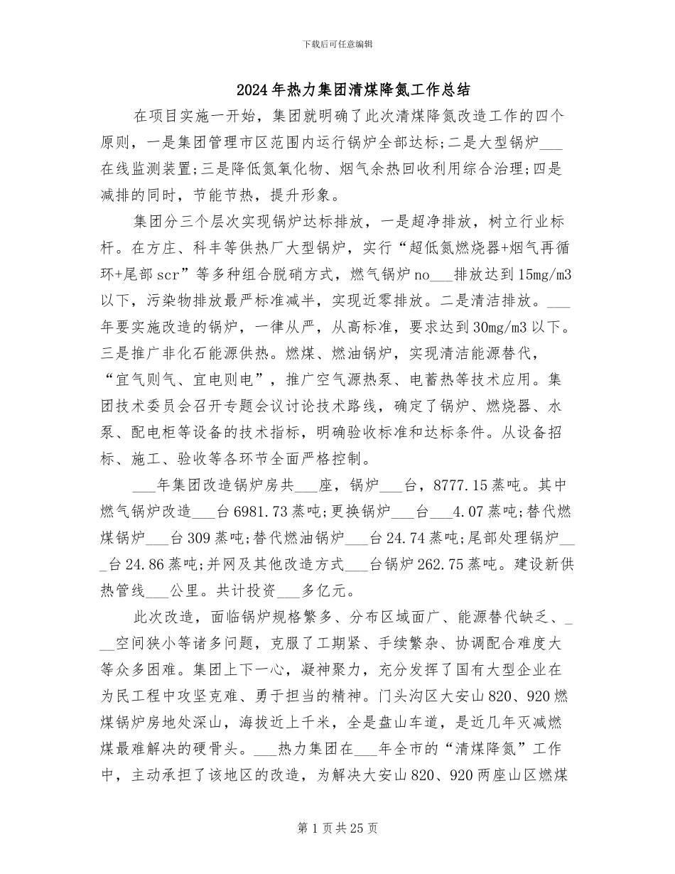 2024年热力集团清煤降氮工作总结_第1页