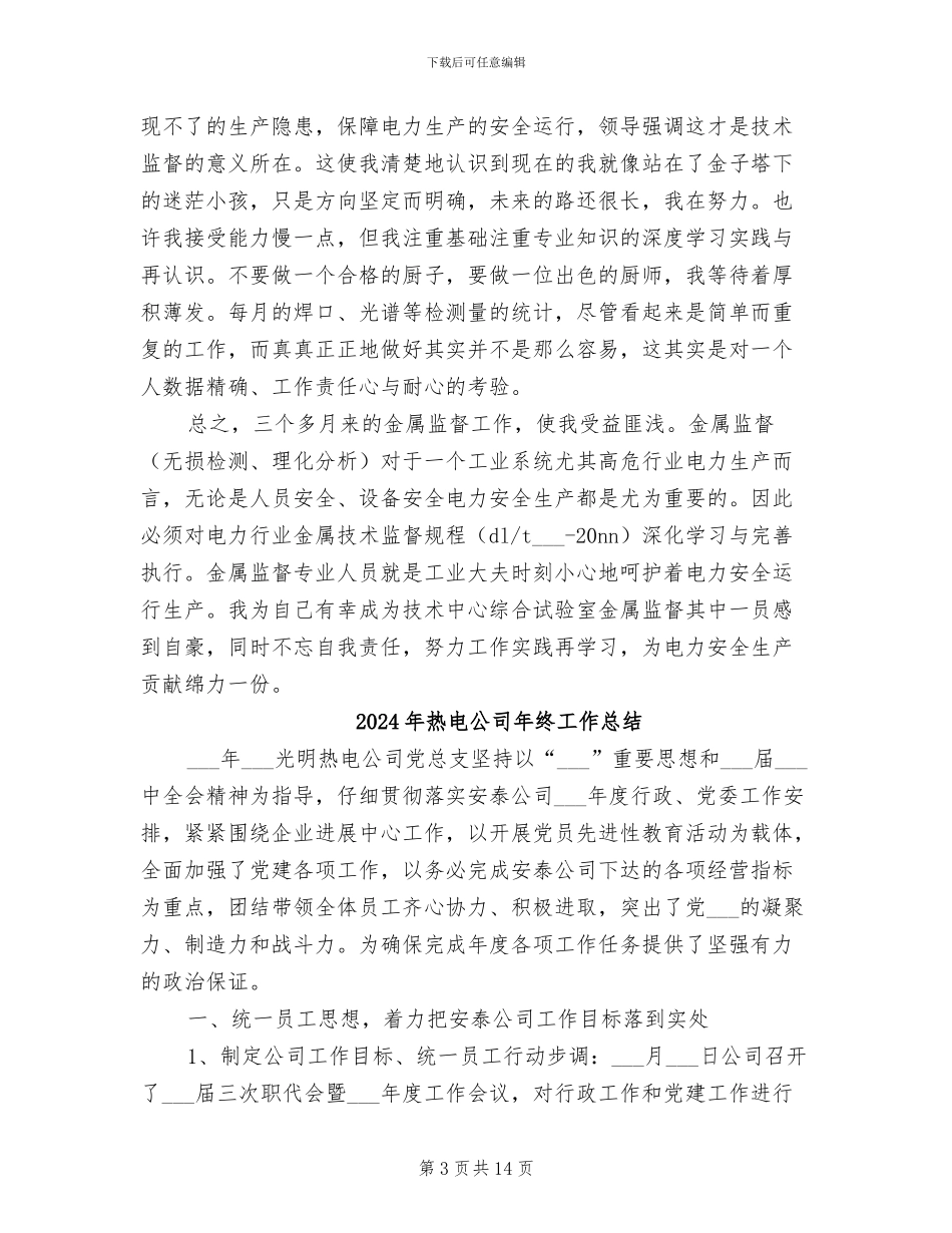 2024年热电公司年终个人工作总结_第3页