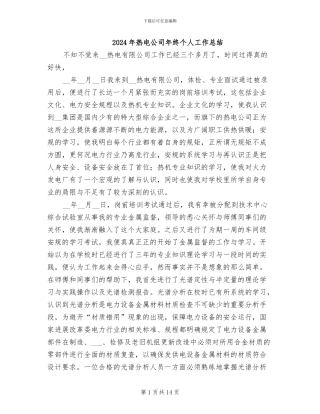 2024年热电公司年终个人工作总结
