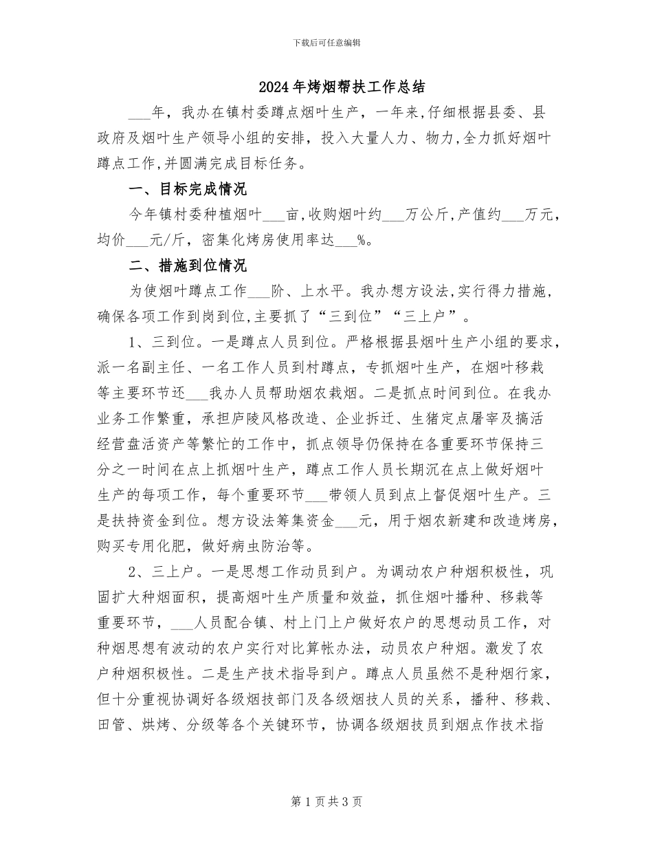 2024年烤烟帮扶工作总结_第1页