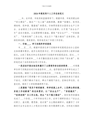 2024年煤炭局个人工作总结范文