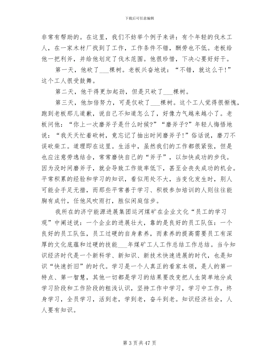 2024年煤矿个人工作总结报告_第3页