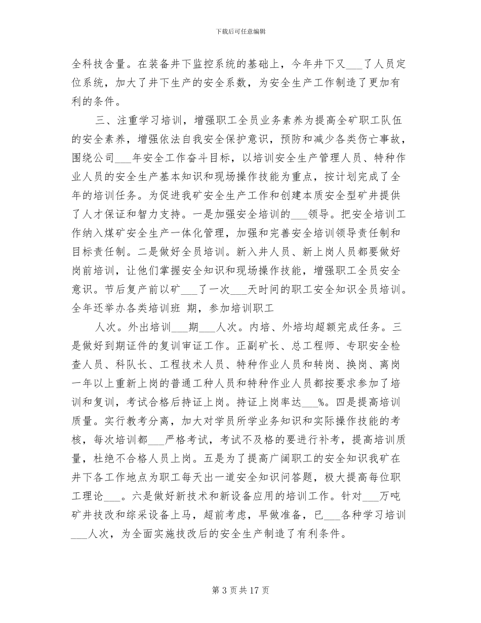 2024年煤矿年度安全生产工作总结_第3页