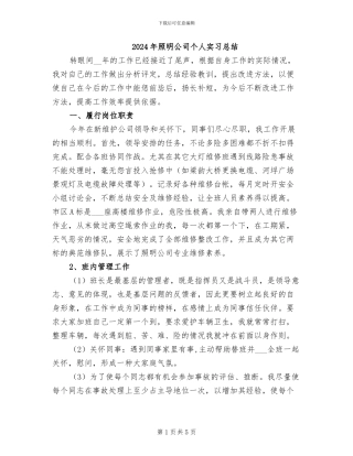 2024年照明公司个人实习总结