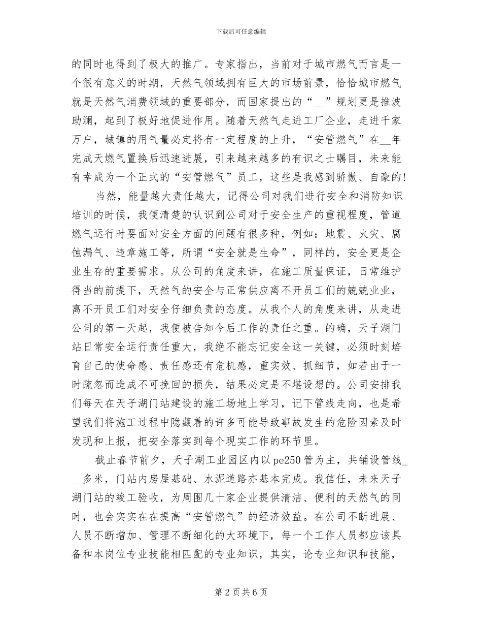 2024年燃气公司实习期个人总结_第2页