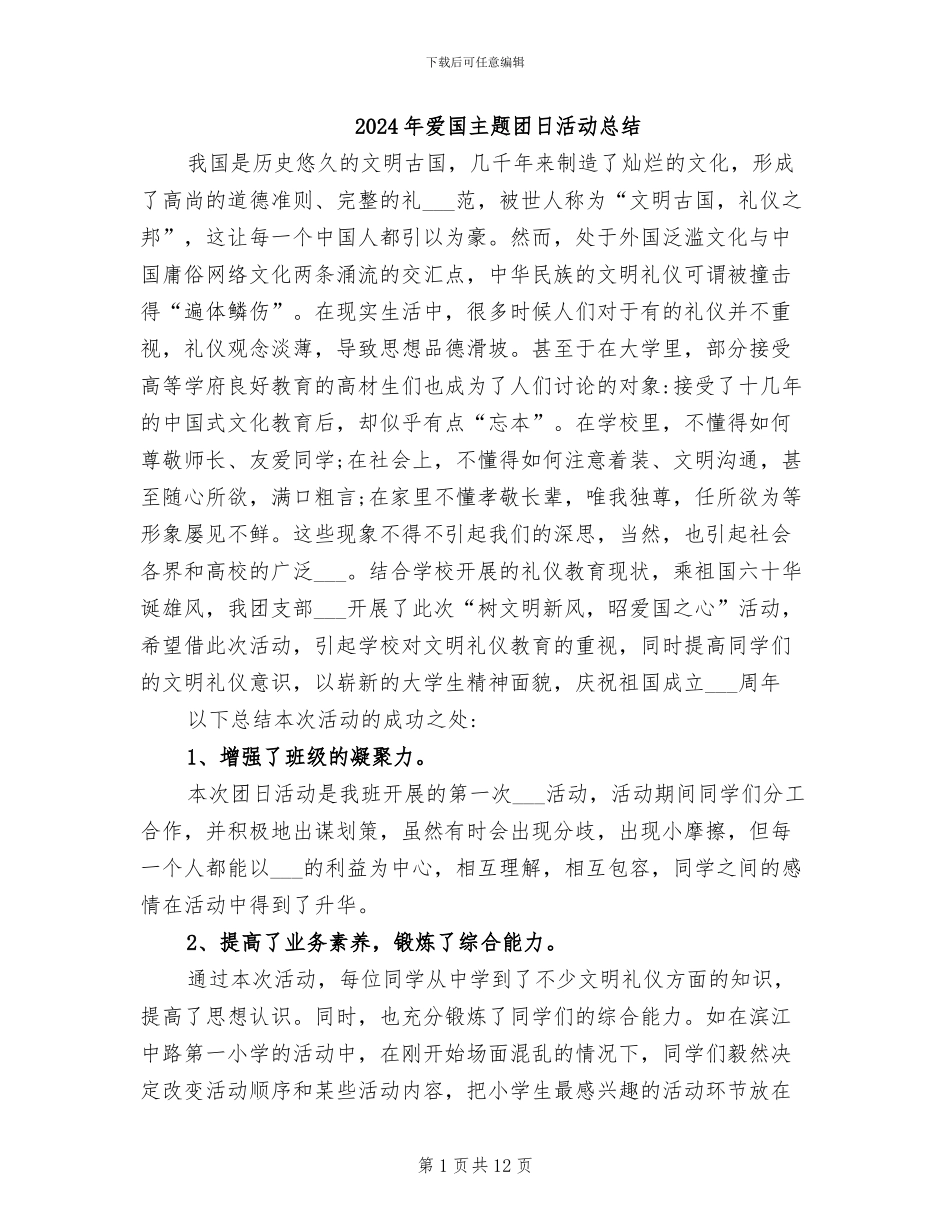 2024年爱国主题团日活动总结_第1页