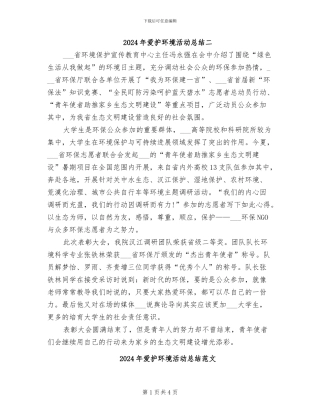 2024年爱护环境活动总结二