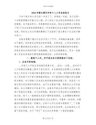 2024年猎头顾问年终个人工作总结范文