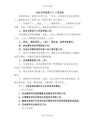 2024年环保局个人-工作总结