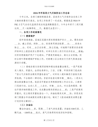 2024年环保局大气污染防治工作总结
