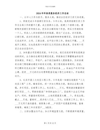 2024年环保局服务经济工作总结