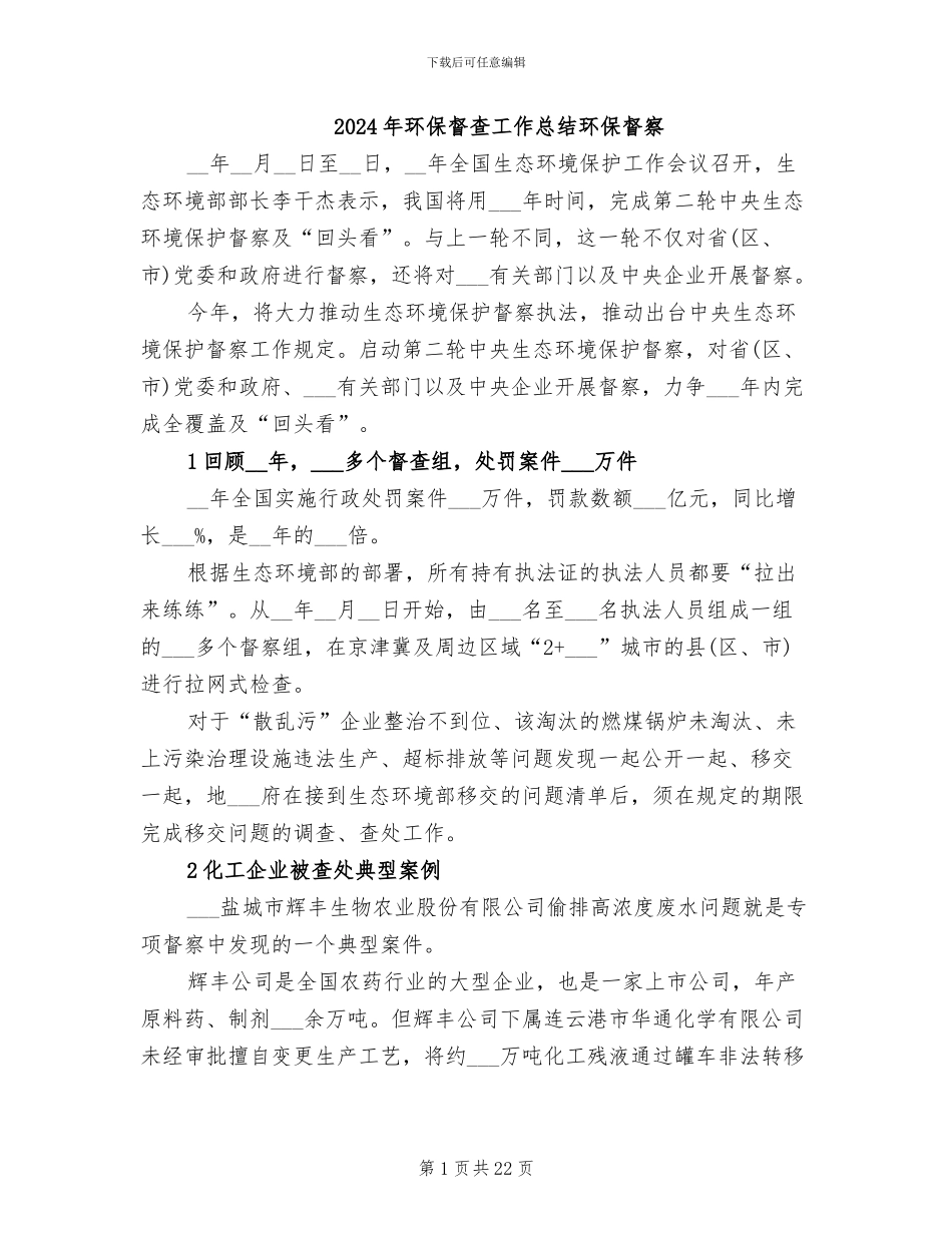 2024年环保督查工作总结环保督察_第1页