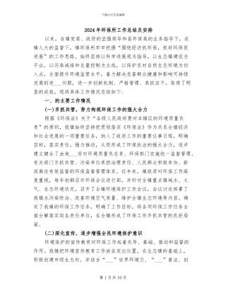 2024年环保所工作总结及安排